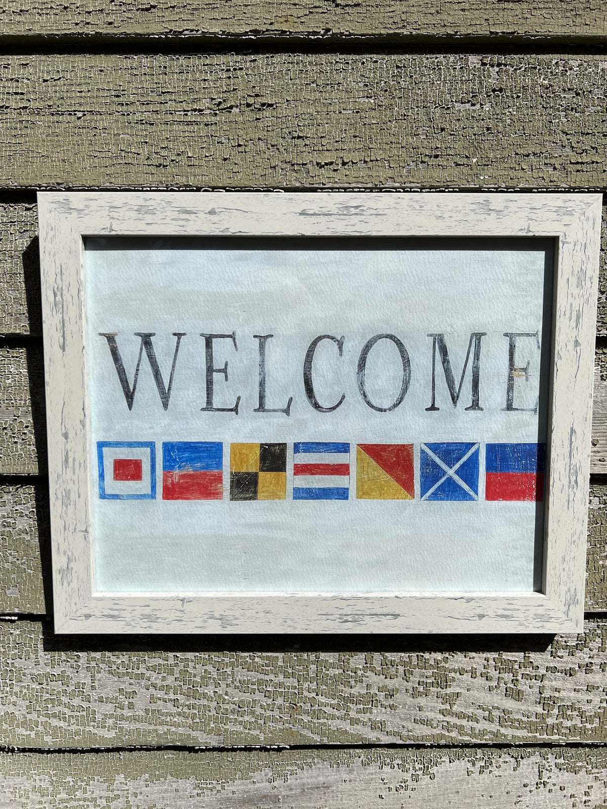 Framed Giclee of Signal Flag Framed Welcome Sign