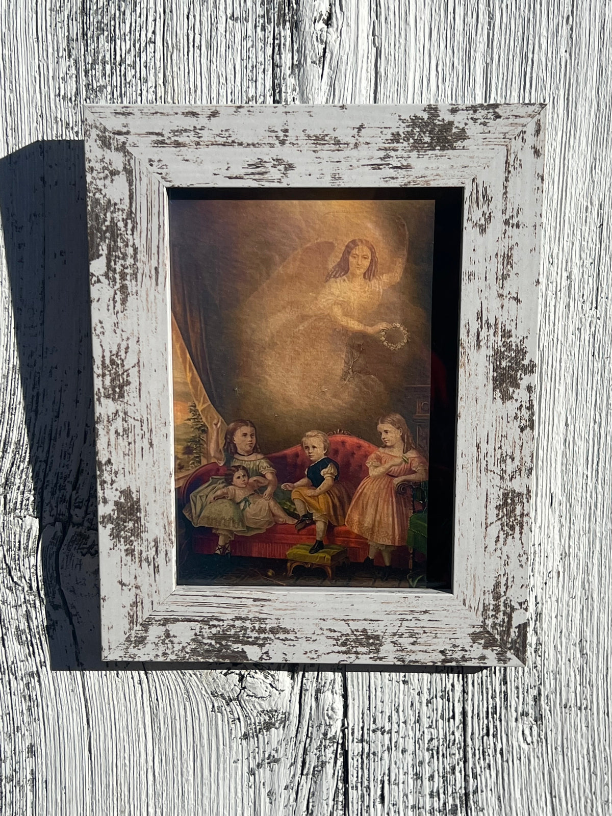 Framed Giclee of Victorian Angel Watching Over Small Children