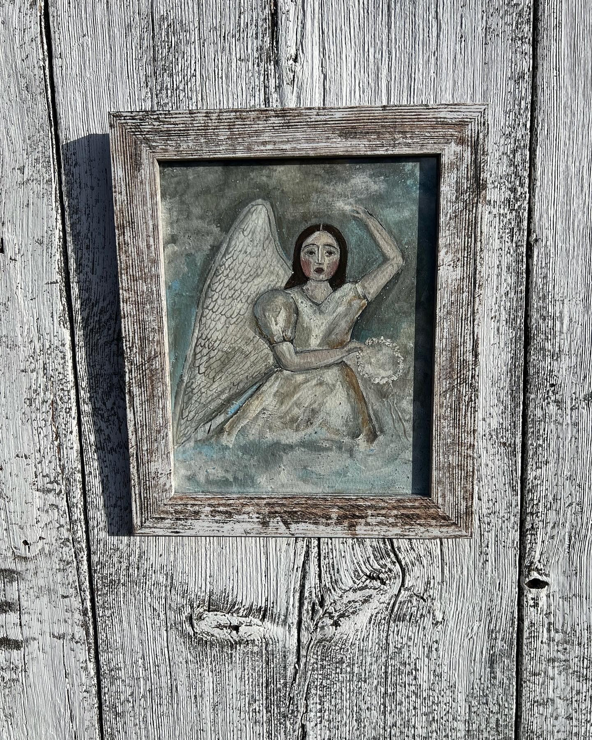 Framed Holiday Giclee of Christmas Guardian Angel