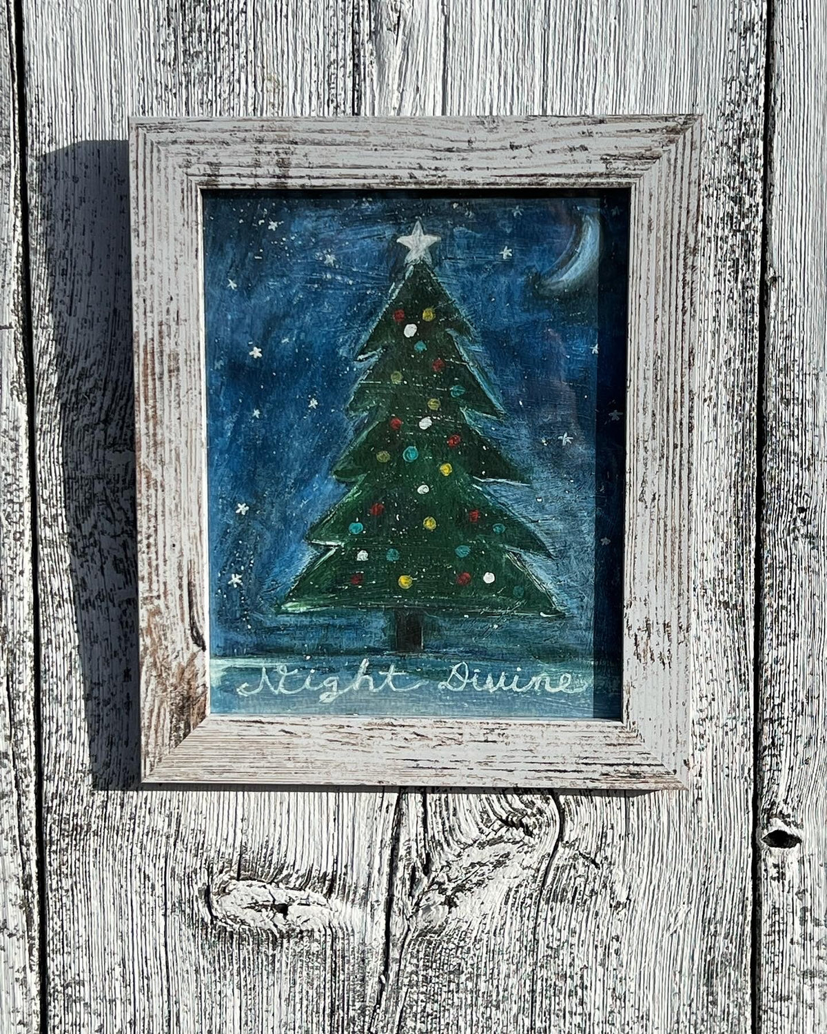 Framed Giclee of a Christmas Tree - Night Divine