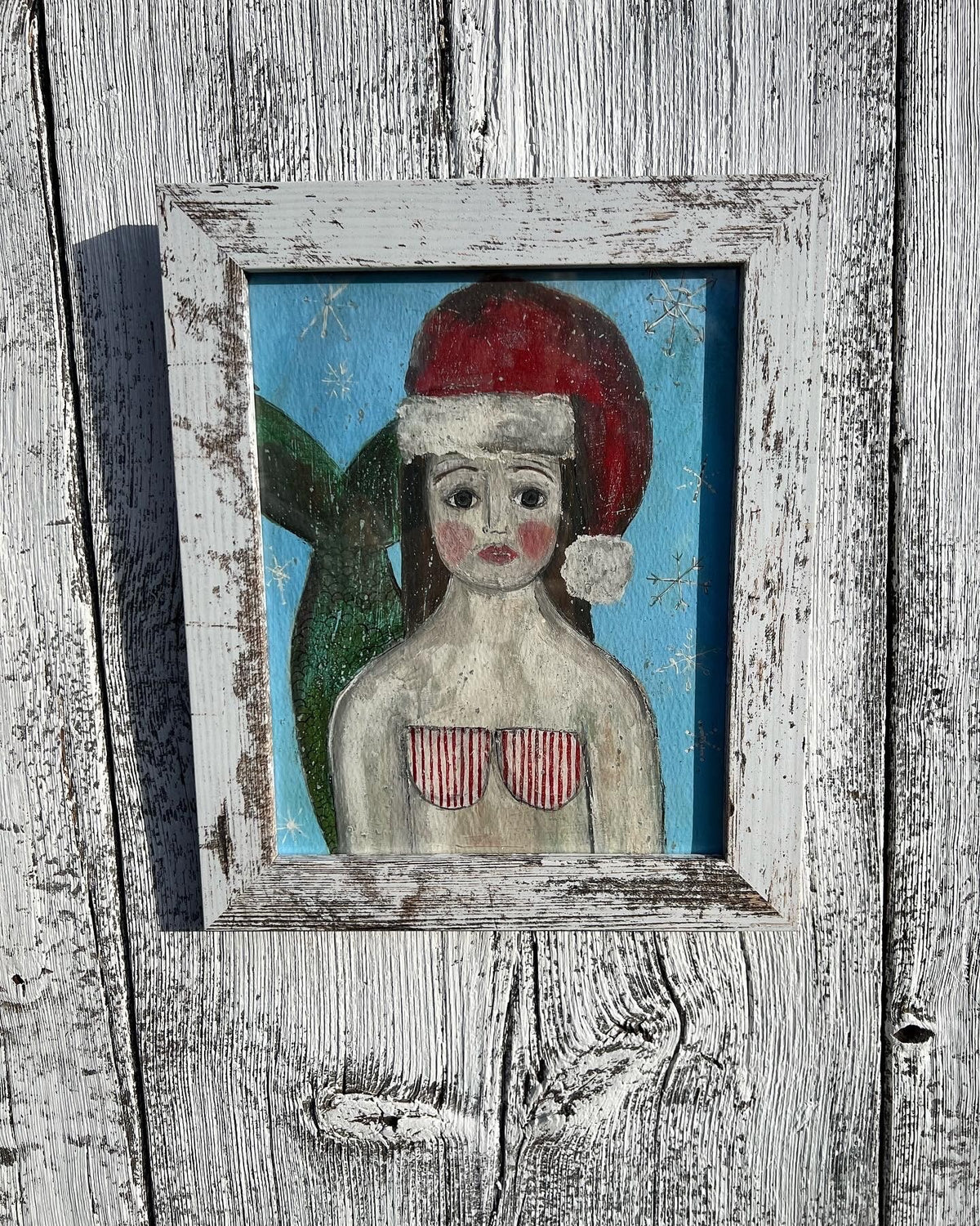 Framed Giclee of Santa Mermaid
