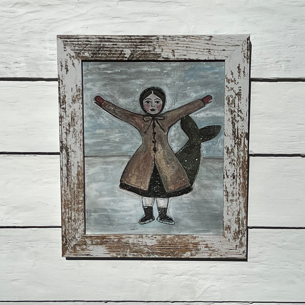 Framed Holiday Giclee of Mermaid Skater