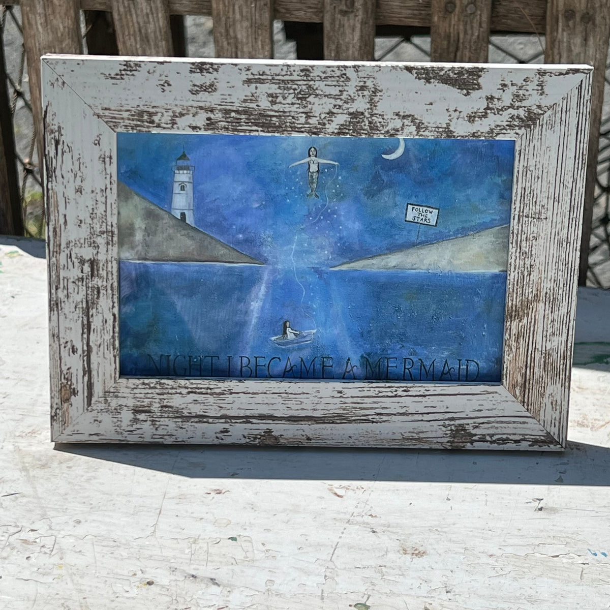 Framed Giclee of Night I Became a Mermaid (4x6) for Tabletop