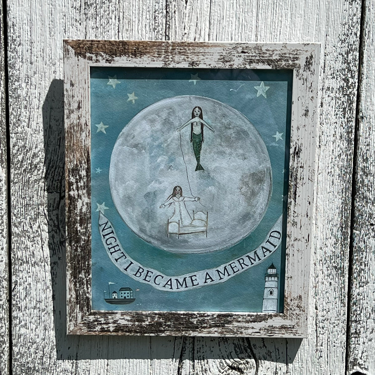 Framed Giclee of Night I Became a Mermaid (Big Moon) (8x10)