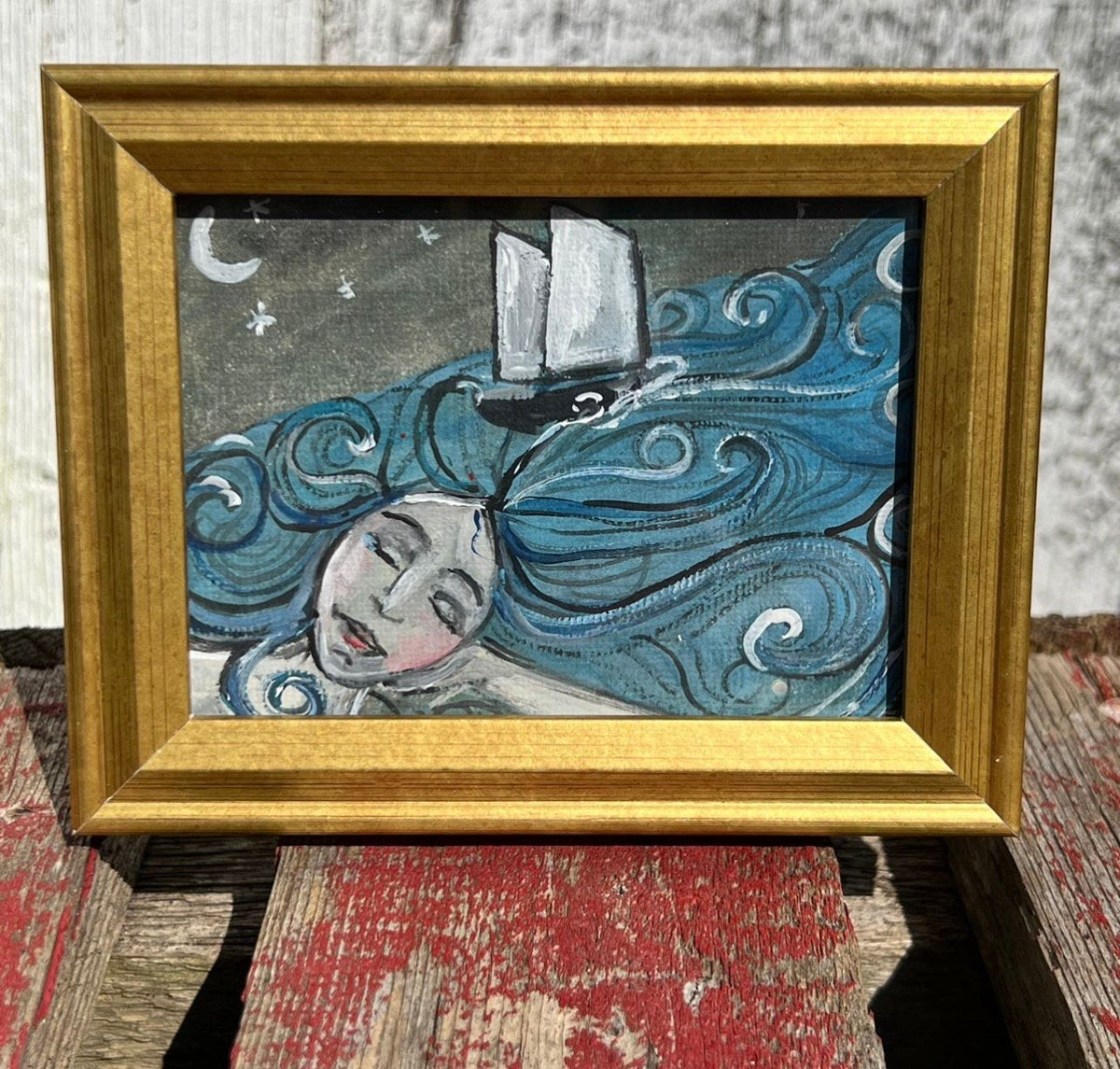 Framed Mini Rectangular Giclee of Mermaid Dream - Tabletop