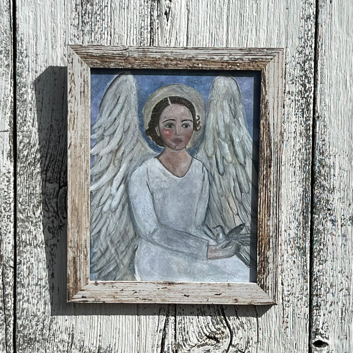 Framed Holiday Giclee of Angel with Dove