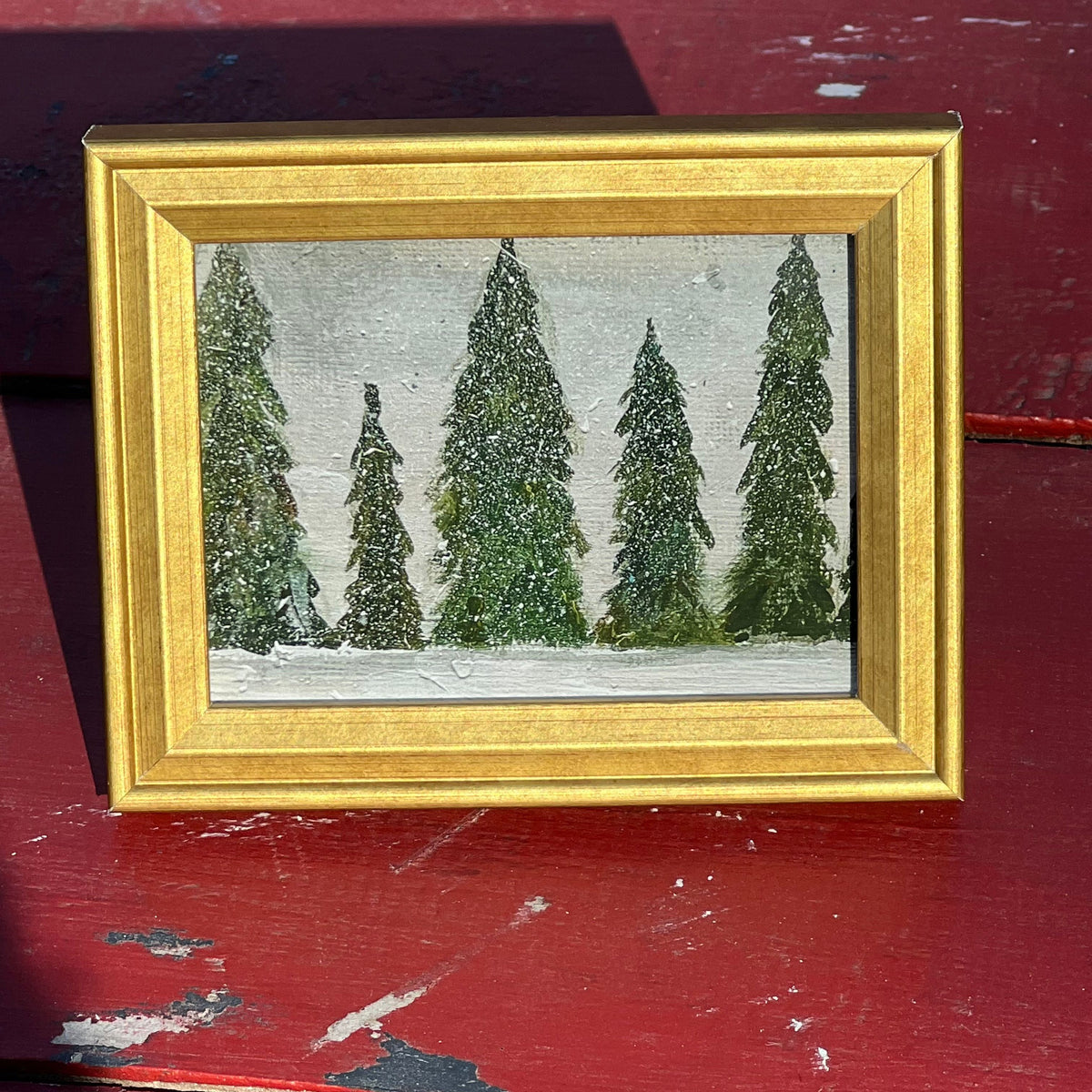 Framed Mini Rectangular Giclee of Winter Woods - Tabletop