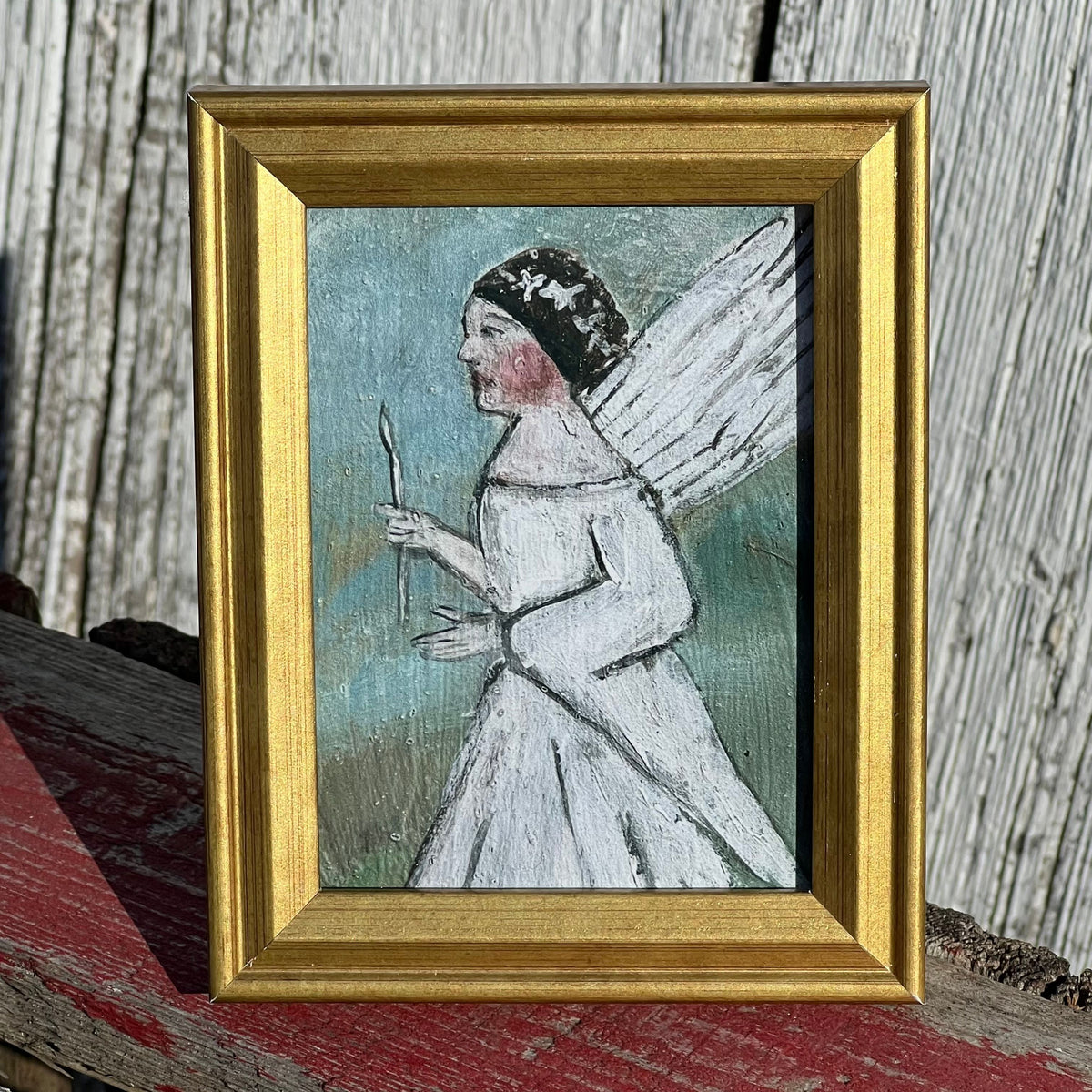 Framed Mini Rectangular Giclee of Holiday Angel - Tabletop