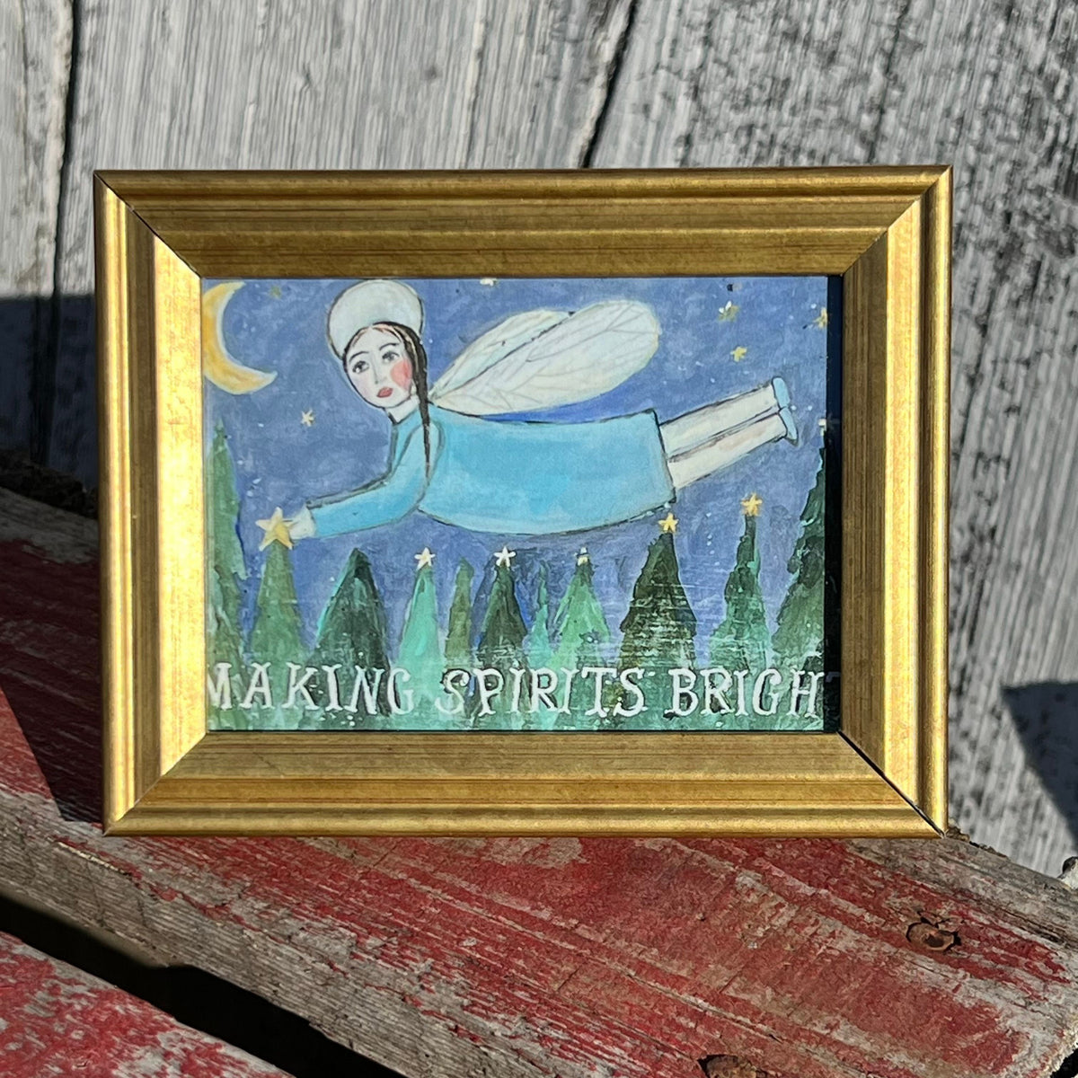 Framed Mini Rectangular Giclee of Making Spirits Bright - Tabletop