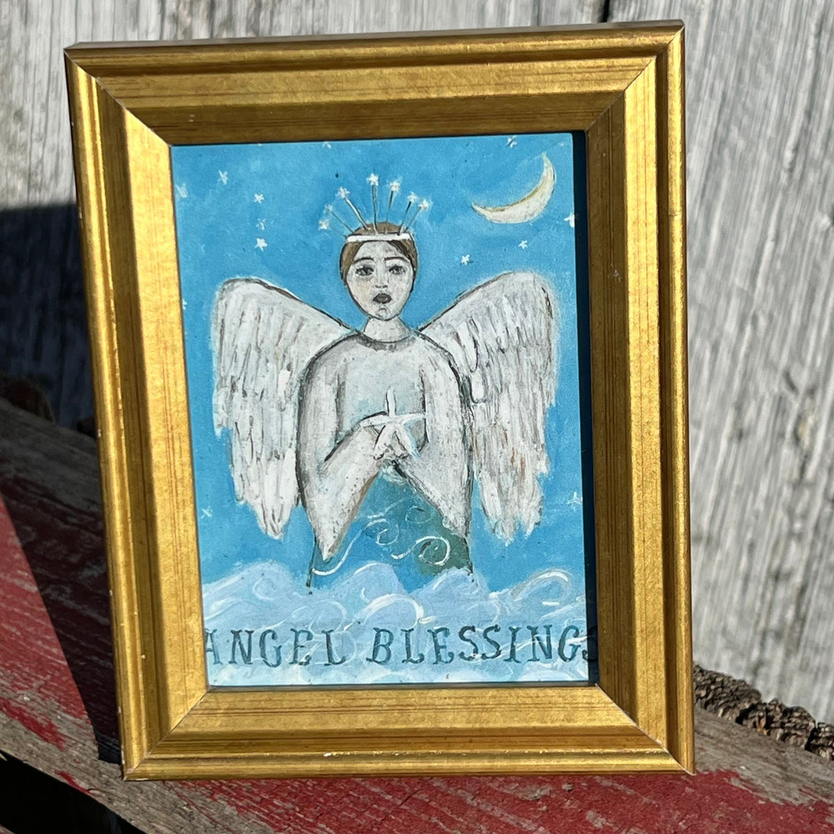 Framed Mini Rectangular Giclee of Angel Blessings - Tabletop