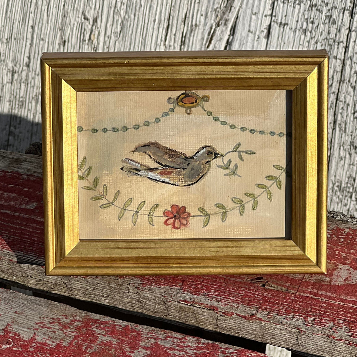 Framed Rectangular Giclee of Antique Dove - Tabletop