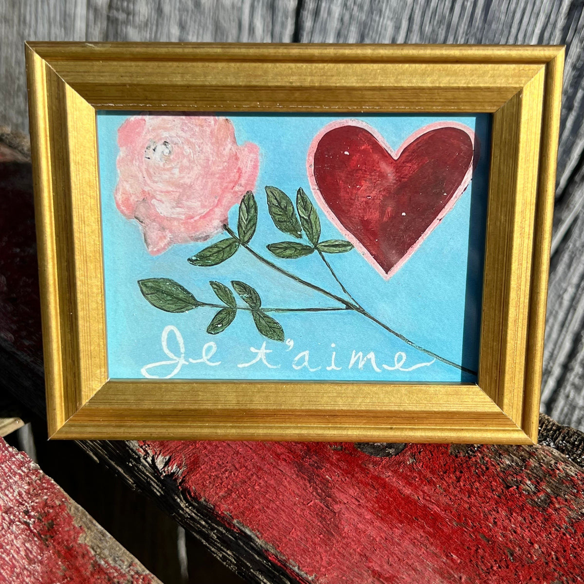 Framed Rectangular Giclee of "Je T'aime" - Tabletop