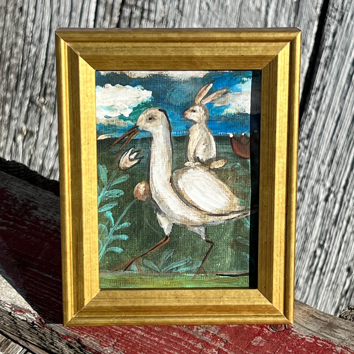Framed Rectangular Giclee of Friends on a Stroll - Tabletop
