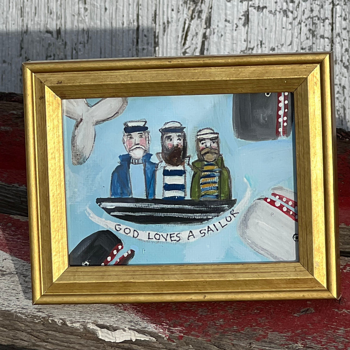Framed Rectangular Giclee of God Loves a Sailor - Tabletop