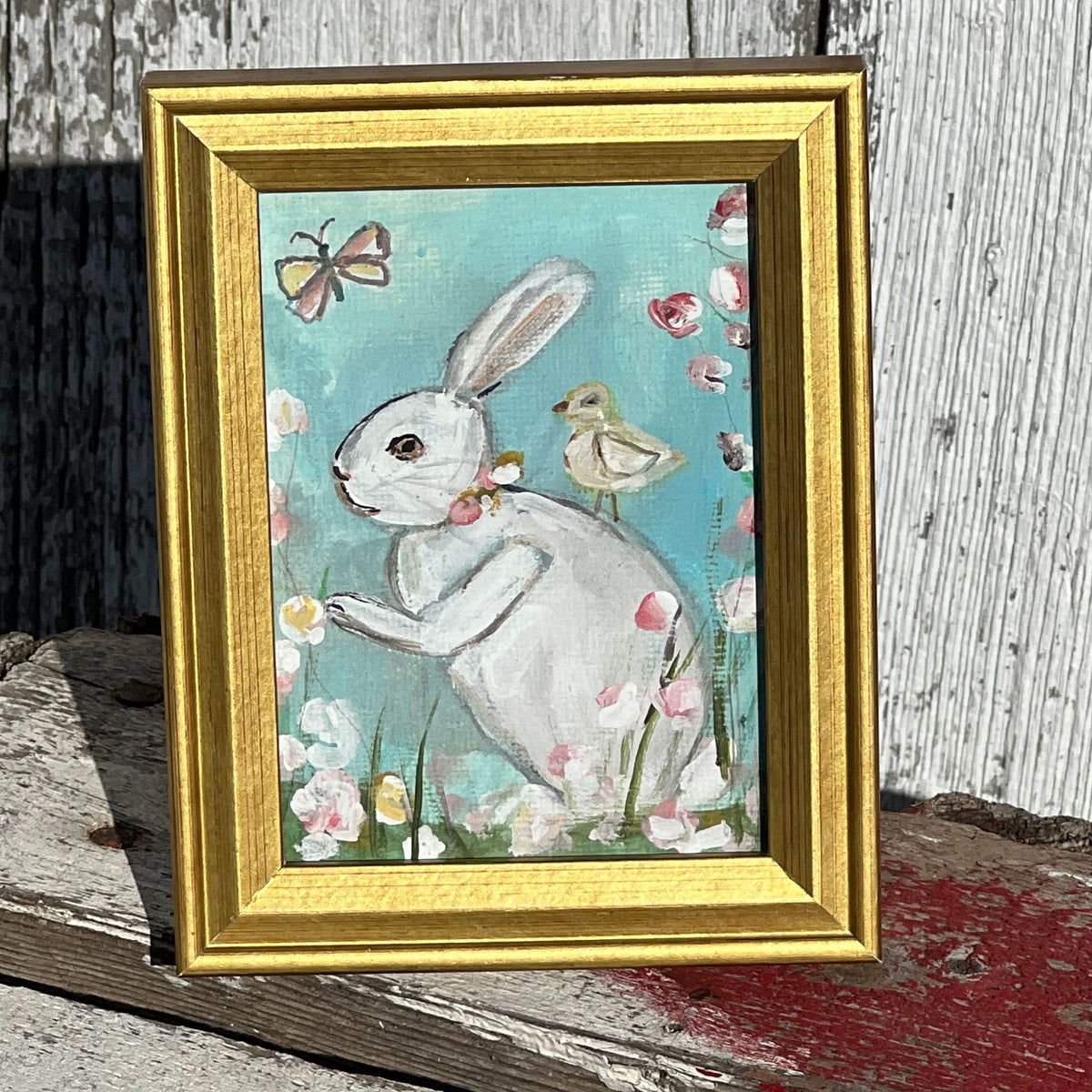 Framed Rectangular Giclee of Bunny and the Chick - Tabletop