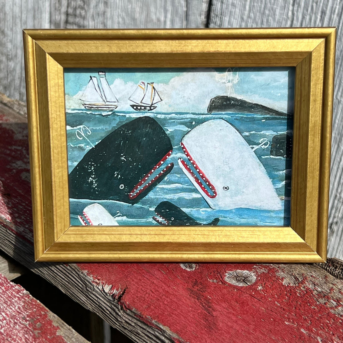 Framed Rectangular Giclee of Whale Party - Tabletop