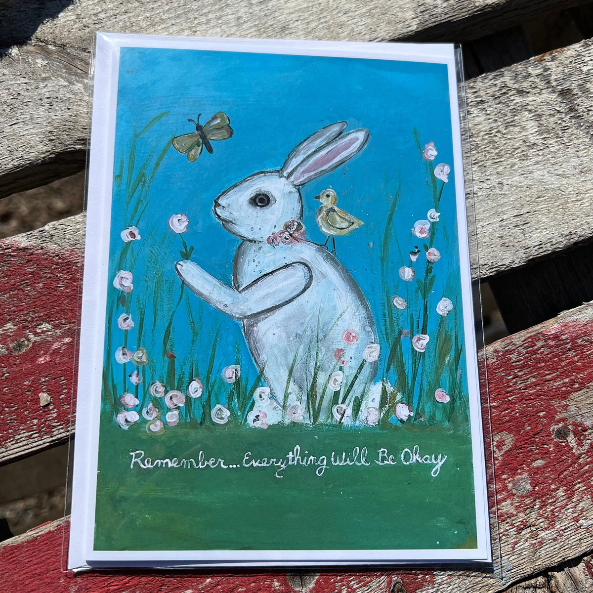 Remember, Everything Will Be Okay Greeting Card - “Bunny With Friends”