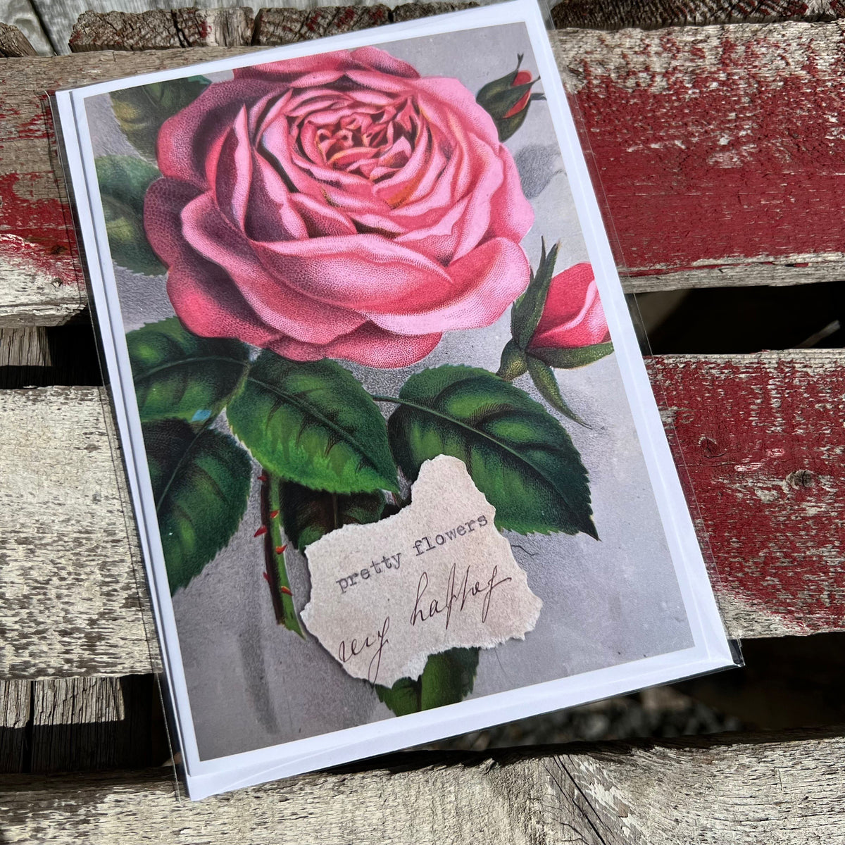 "We are the Flower" Greeting Card - “Pretty Flowers” - Antique Scrapbook