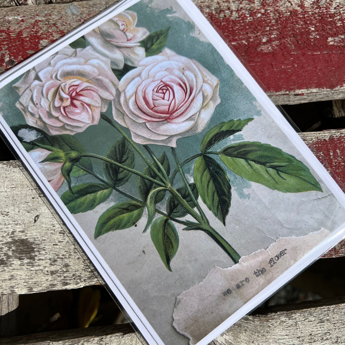 “We are the Flower” Greeting Card - “We are the Flower” - Antique Scrapbook