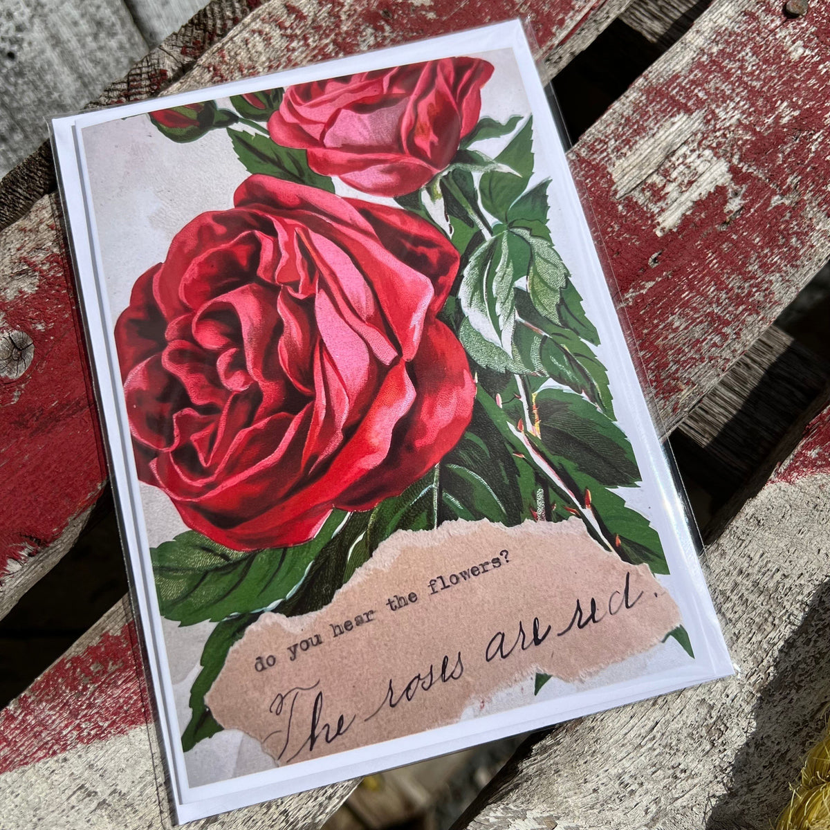 “We are the Flower” Greeting Card - “Do you Hear the Flowers?” - Antique Scrapbook