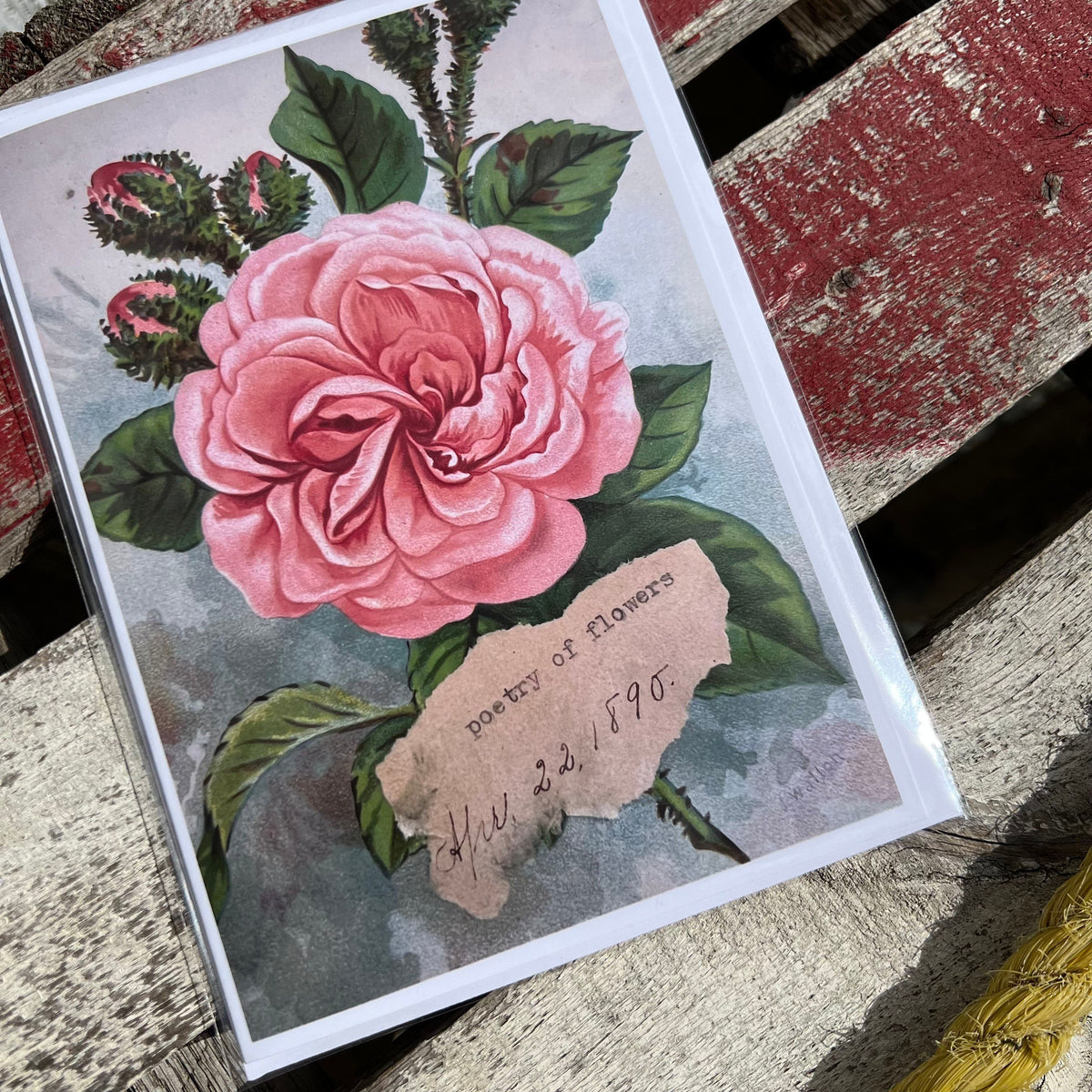 “We are the Flower” Greeting Card - “Poetry of Flowers” - Antique Scrapbook