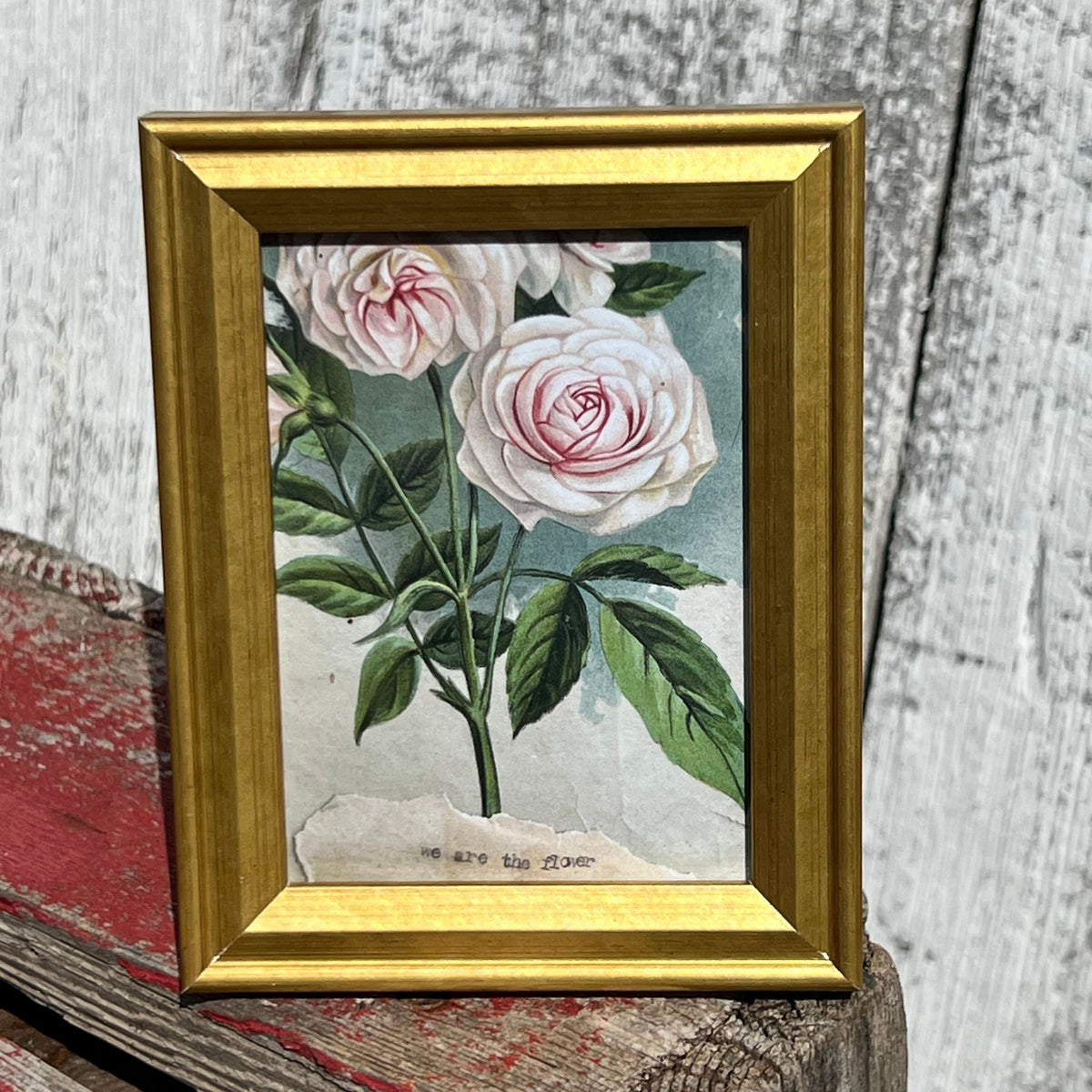 Framed Rectangular Giclee of "We are the Flower” from Antique Scrapbook Designed by Flowerness Farm - Tabletop