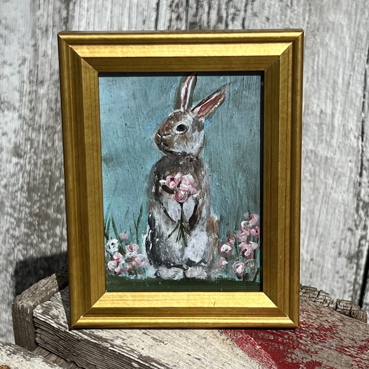 Framed Rectangular Giclee of Bunny Bouquet - Tabletop