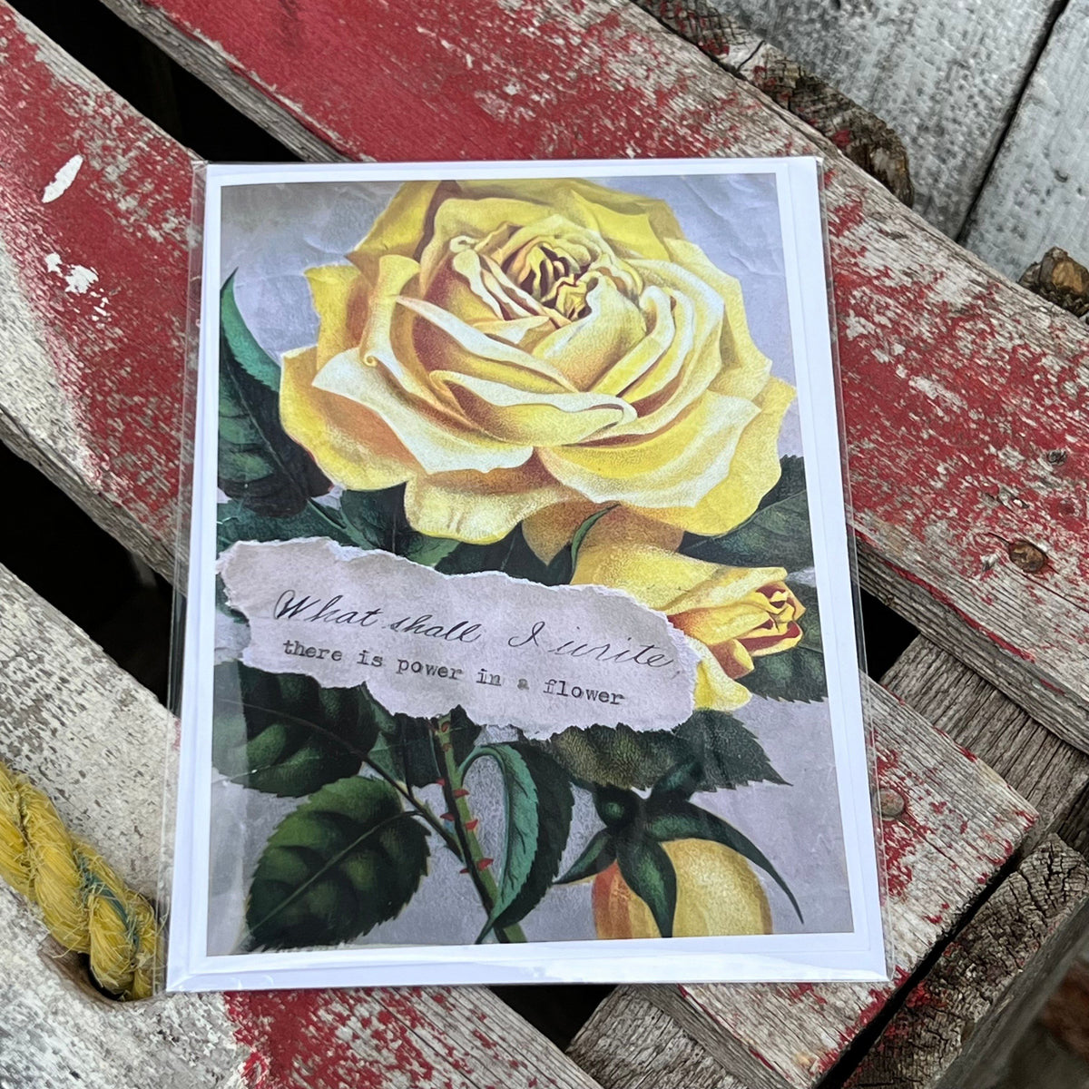 “We are the Flower” Greeting Card - “There is Power in the Flower” - Antique Scrapbook
