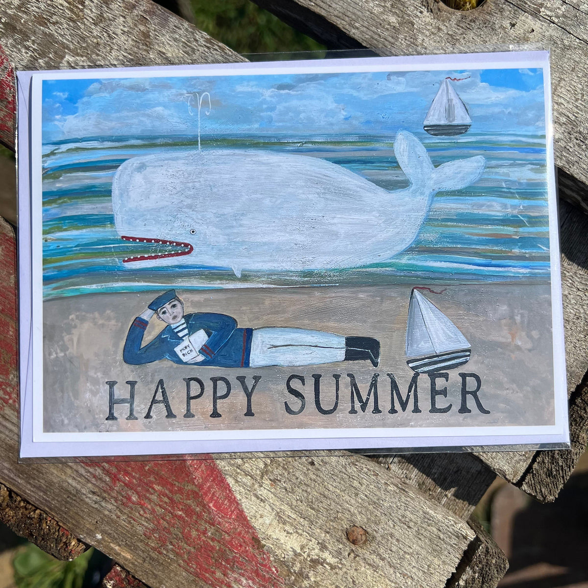 Summer Greeting Card - “Moby Dick and the Sailor - Happy Summer”