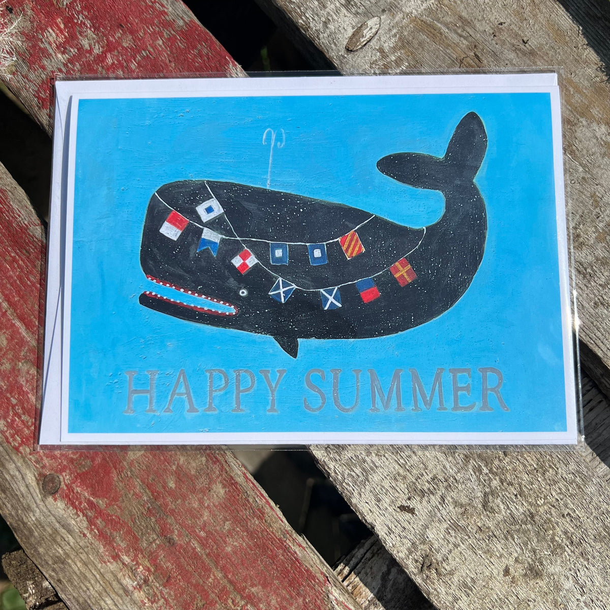 Summer Greeting Card - “Signal Flag Whale - Happy Summer”