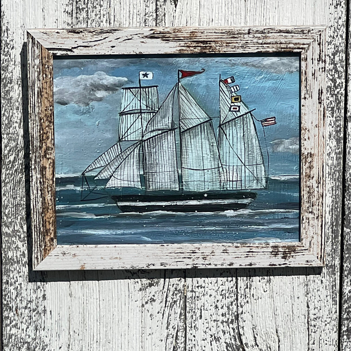 Framed Giclee of Three-Masted Schooner