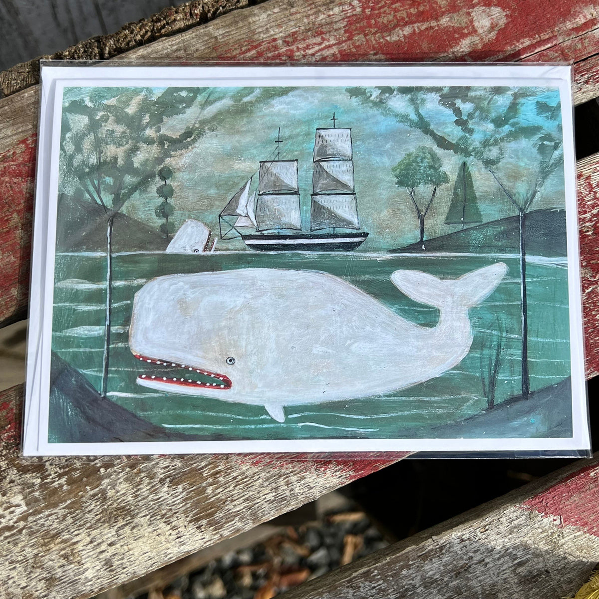 Note Card - "White Whale in Woodlands Seascape"