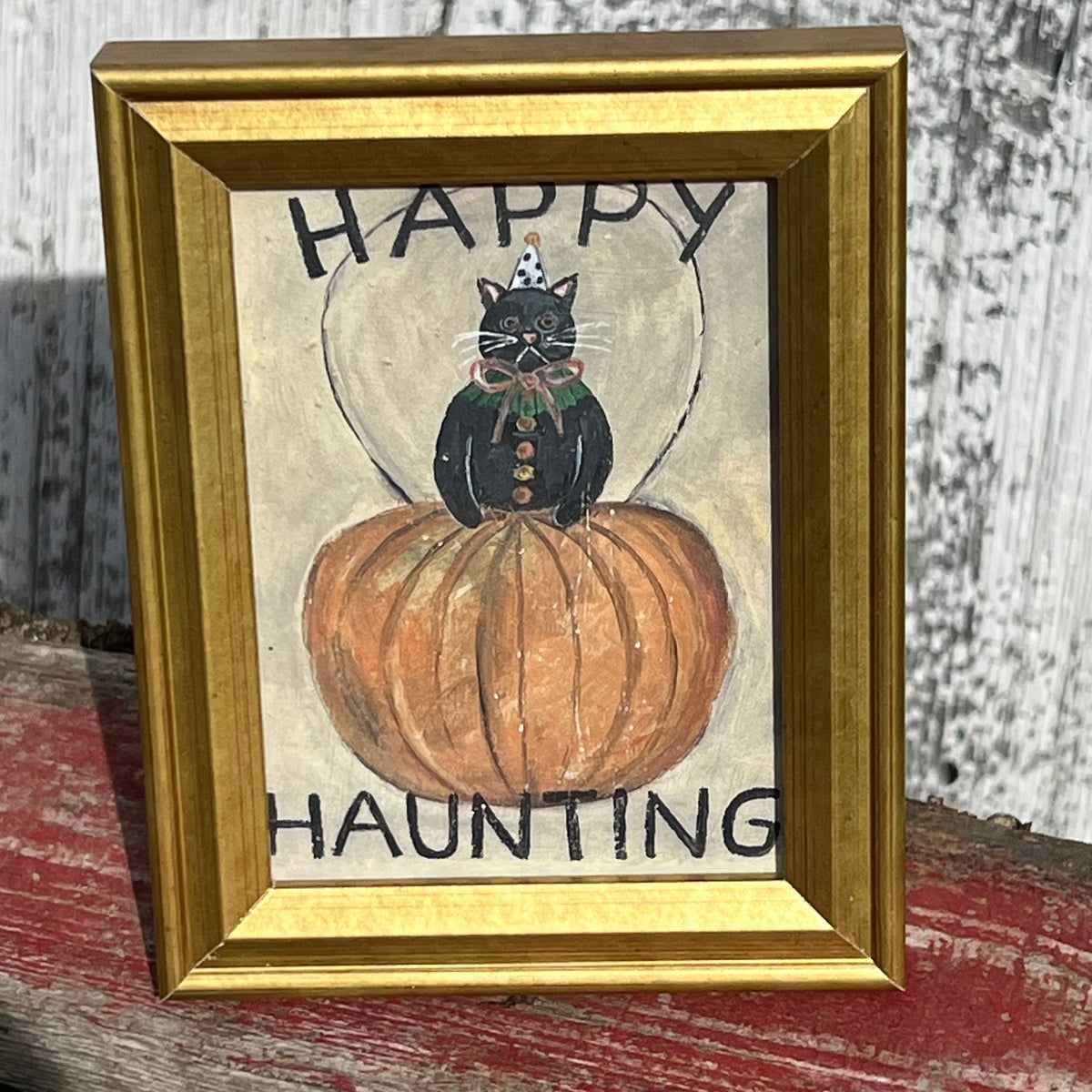 Framed Mini Rectangular Giclee of "Happy Haunting" - Tabletop
