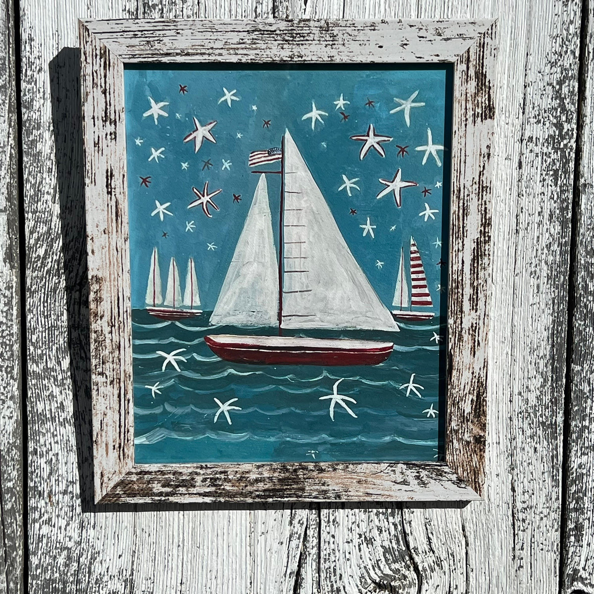 Framed Giclee of "Starfish Sky" in 8x10 Rustic Looking Frame