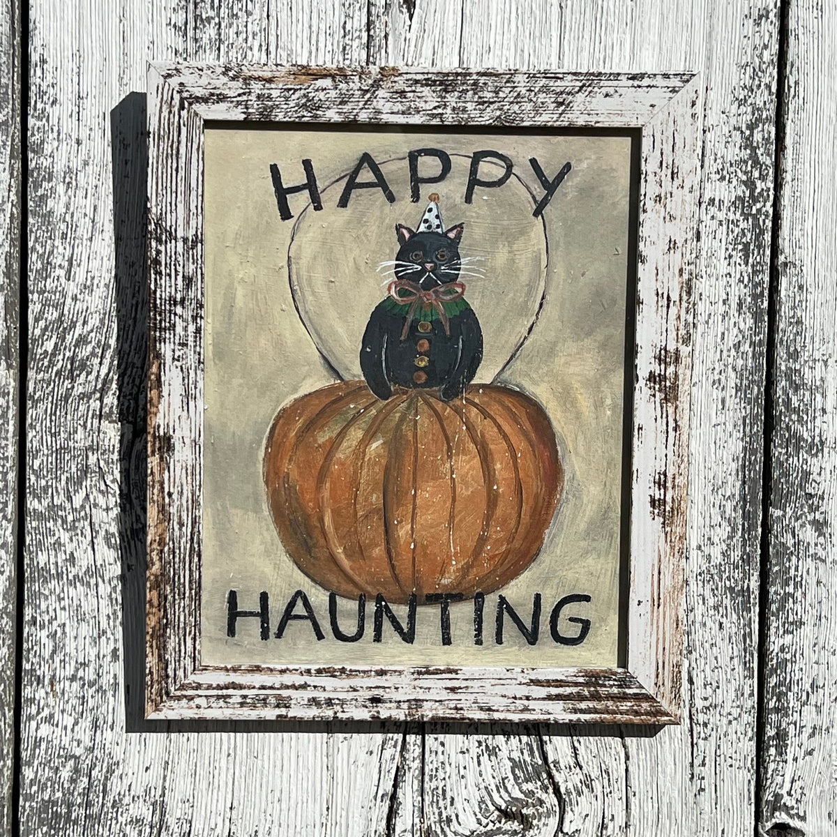 Framed Giclee of "Happy Haunting" in 8x10 Rustic Looking Frame