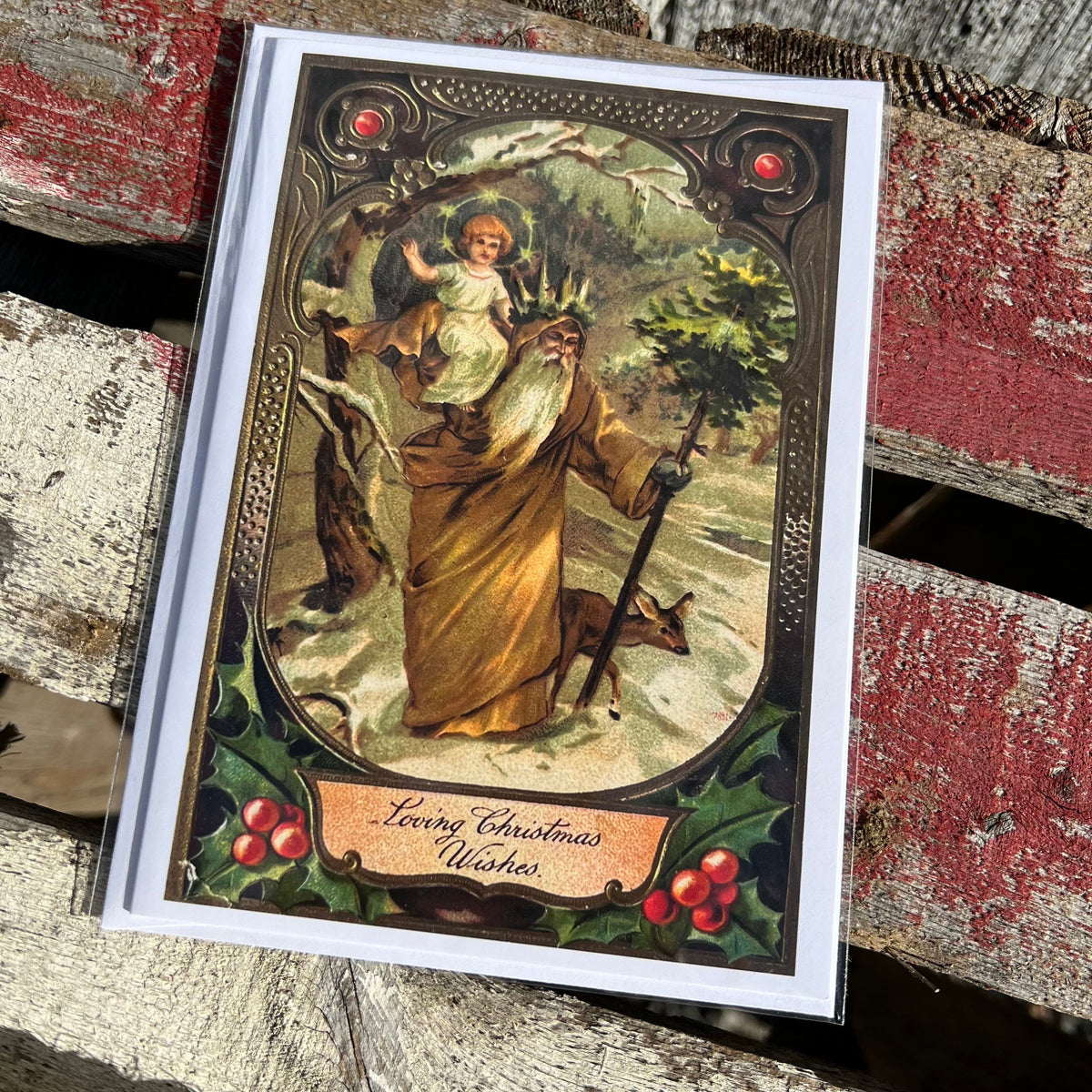 Holiday Greeting Card - “Loving Christmas Wishes” - Victoriana Collection