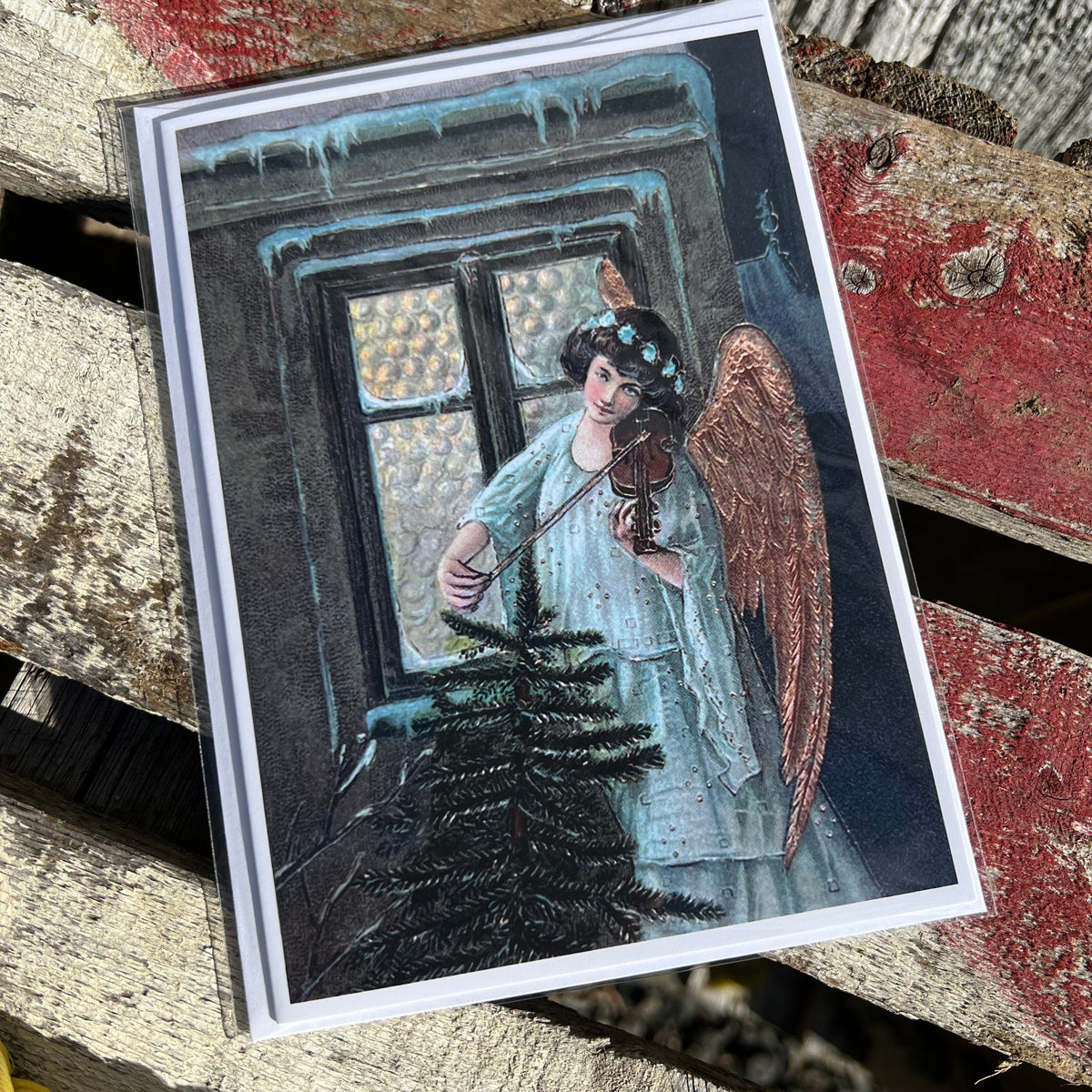 Holiday Greeting Card - “Angel Violin Serenade” - Victoriana Collection