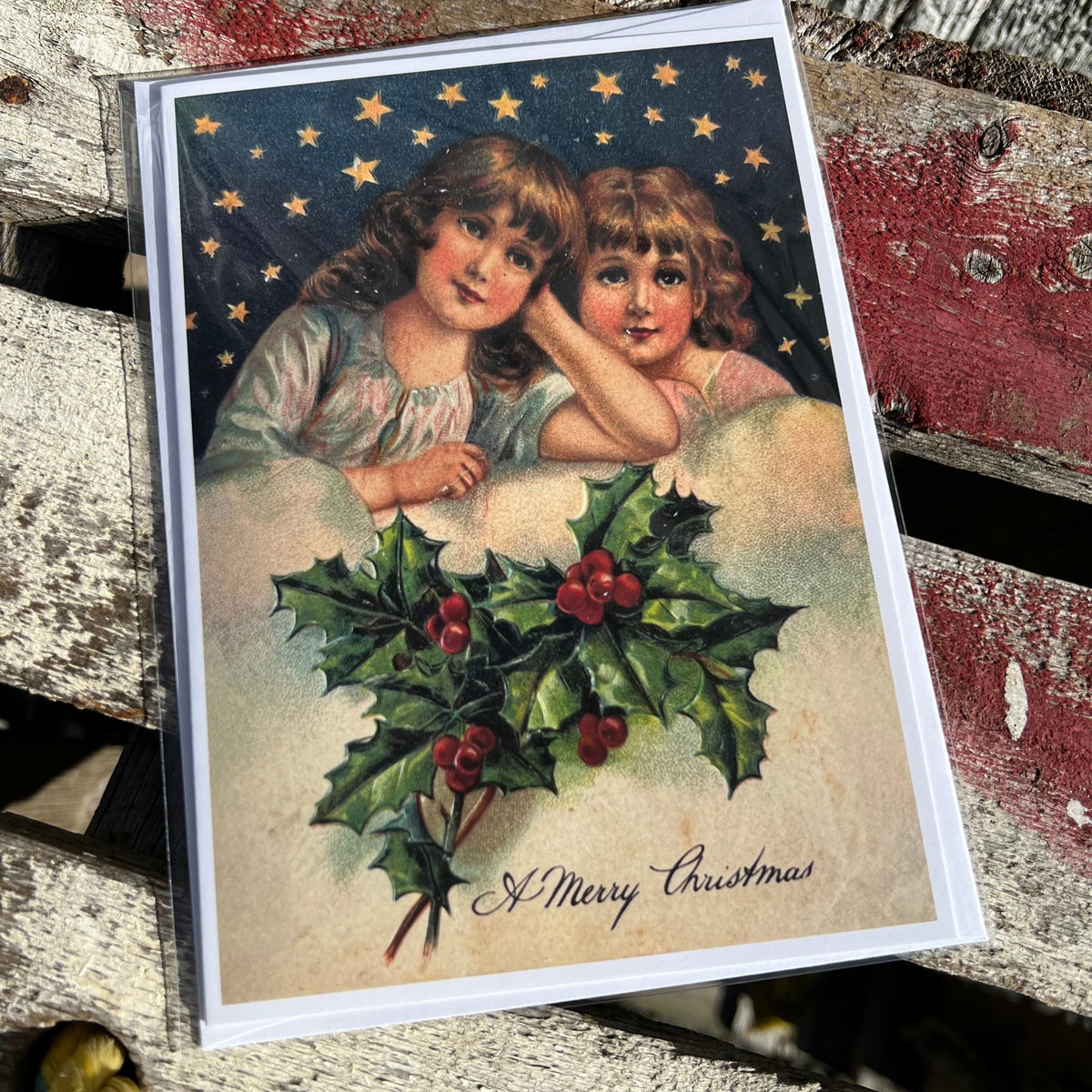 Holiday Greeting Card - “A Merry Christmas -Starry Night” - Victoriana Collection