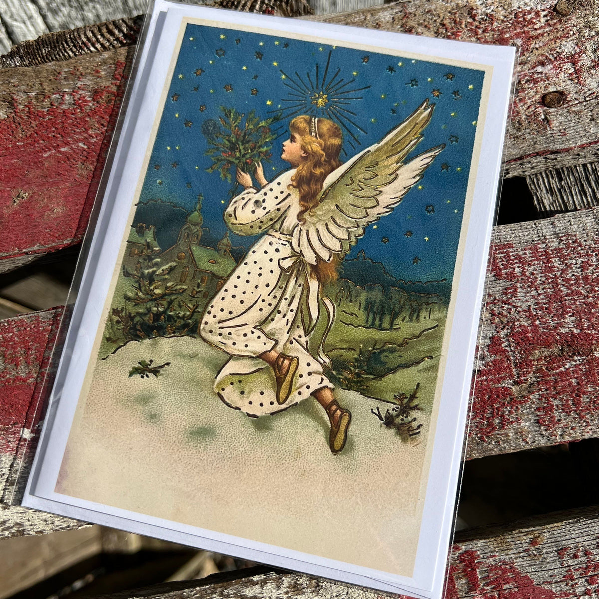 Holiday Greeting Card - “Angel Beneath Sacred Star” - Victoriana Collection