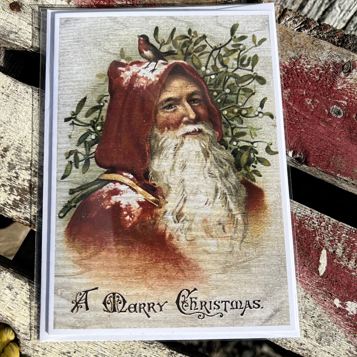 Holiday Greeting Card - “A Merry Christmas- Santa's Friend” - Victoriana Collection