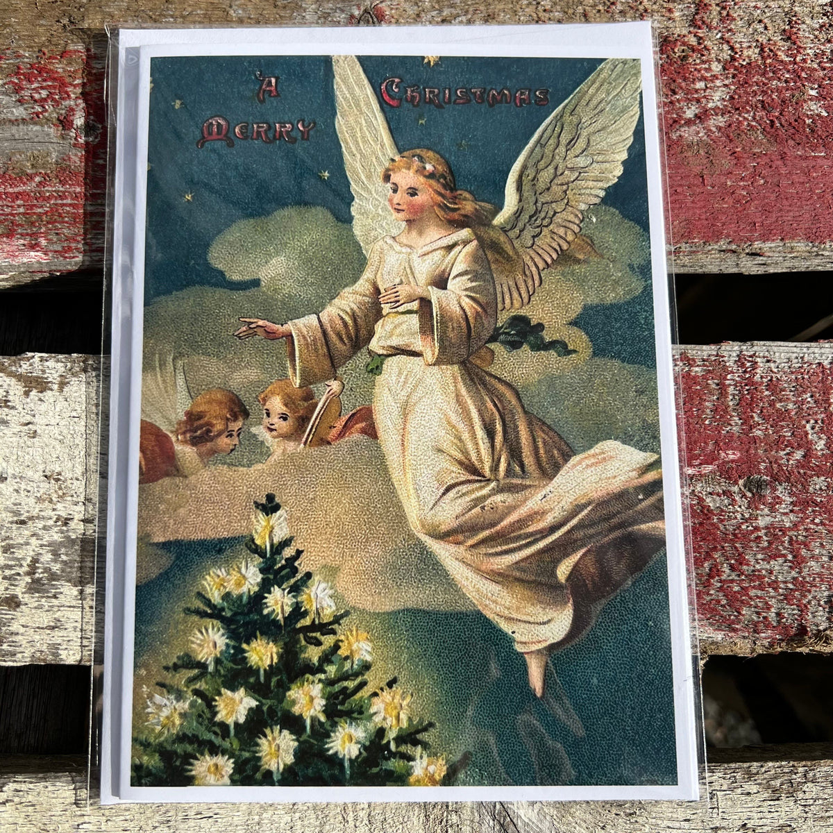 Holiday Greeting Card - “A Merry Christmas - Angels on High” - Victoriana Collection