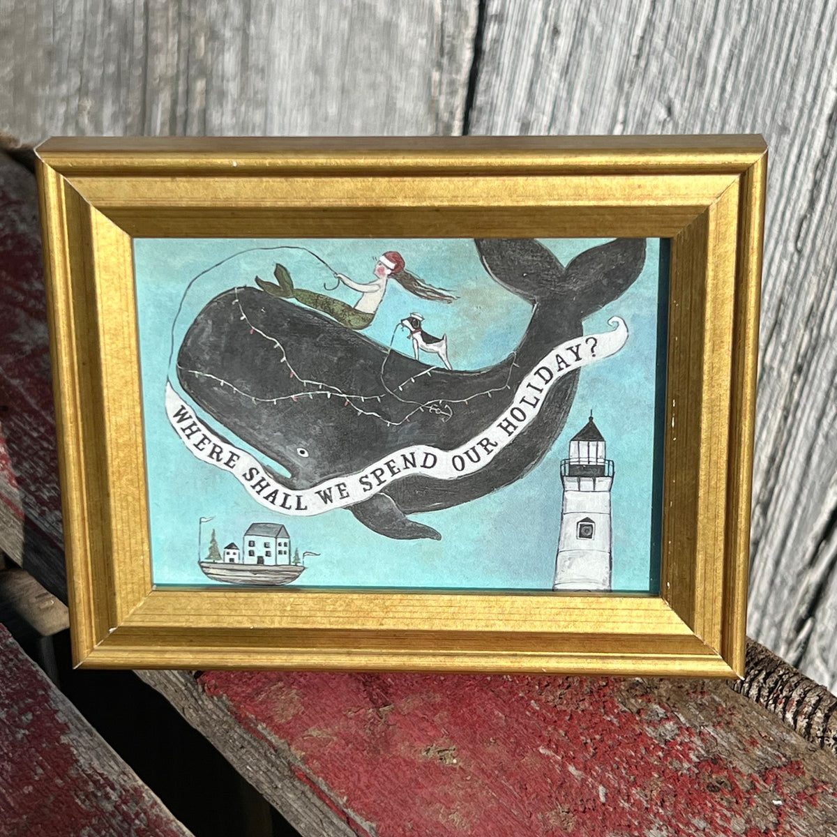 Framed Mini Rectangular Giclee of Where Shall We Spend Our Holiday? - Tabletop