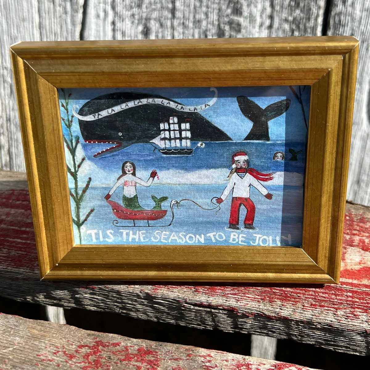 Framed Mini Rectangular Giclee of Tis the Season to be Jolly - Tabletop