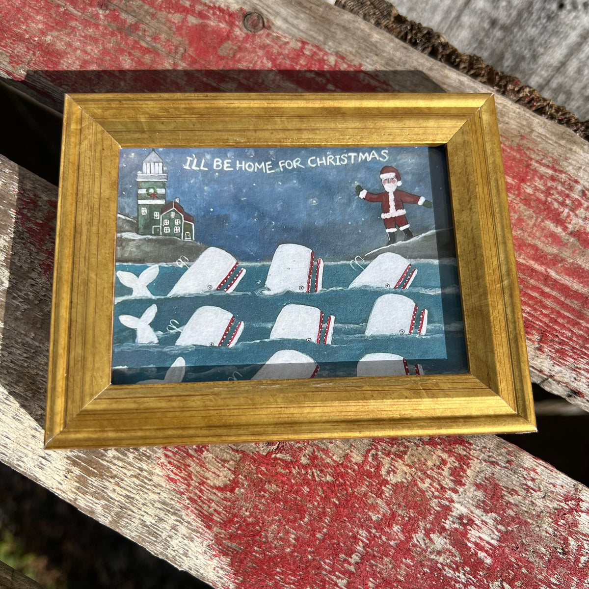 Framed Mini Rectangular Giclee of I'll Be Home for Christmas - Tabletop