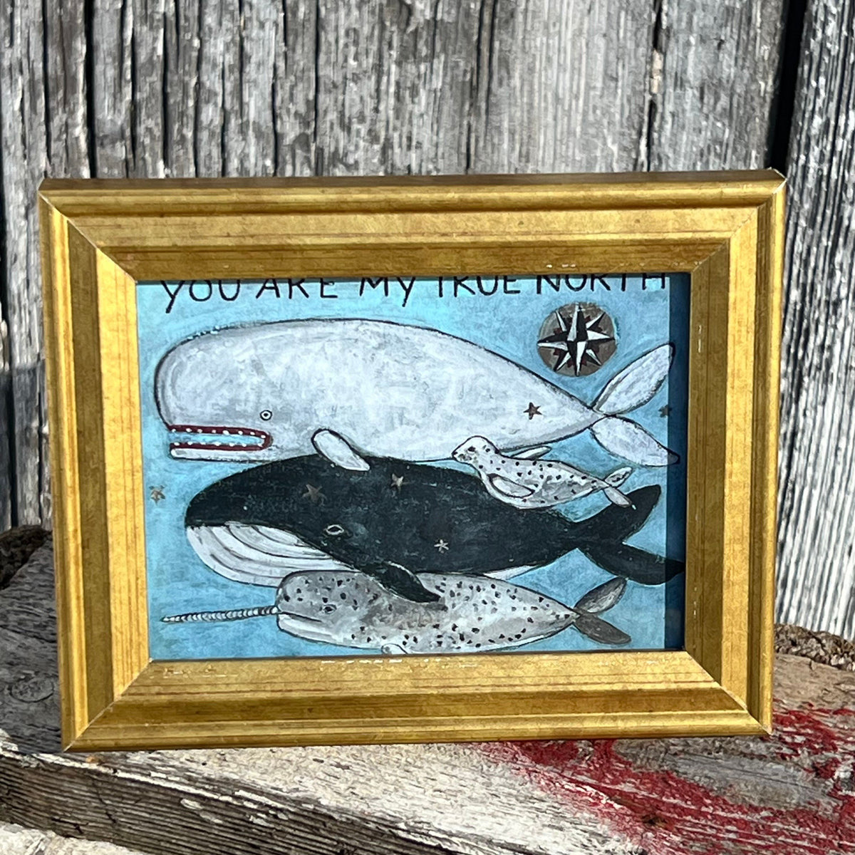 Framed Mini Rectangular Giclee of "You are My True North" - Tabletop