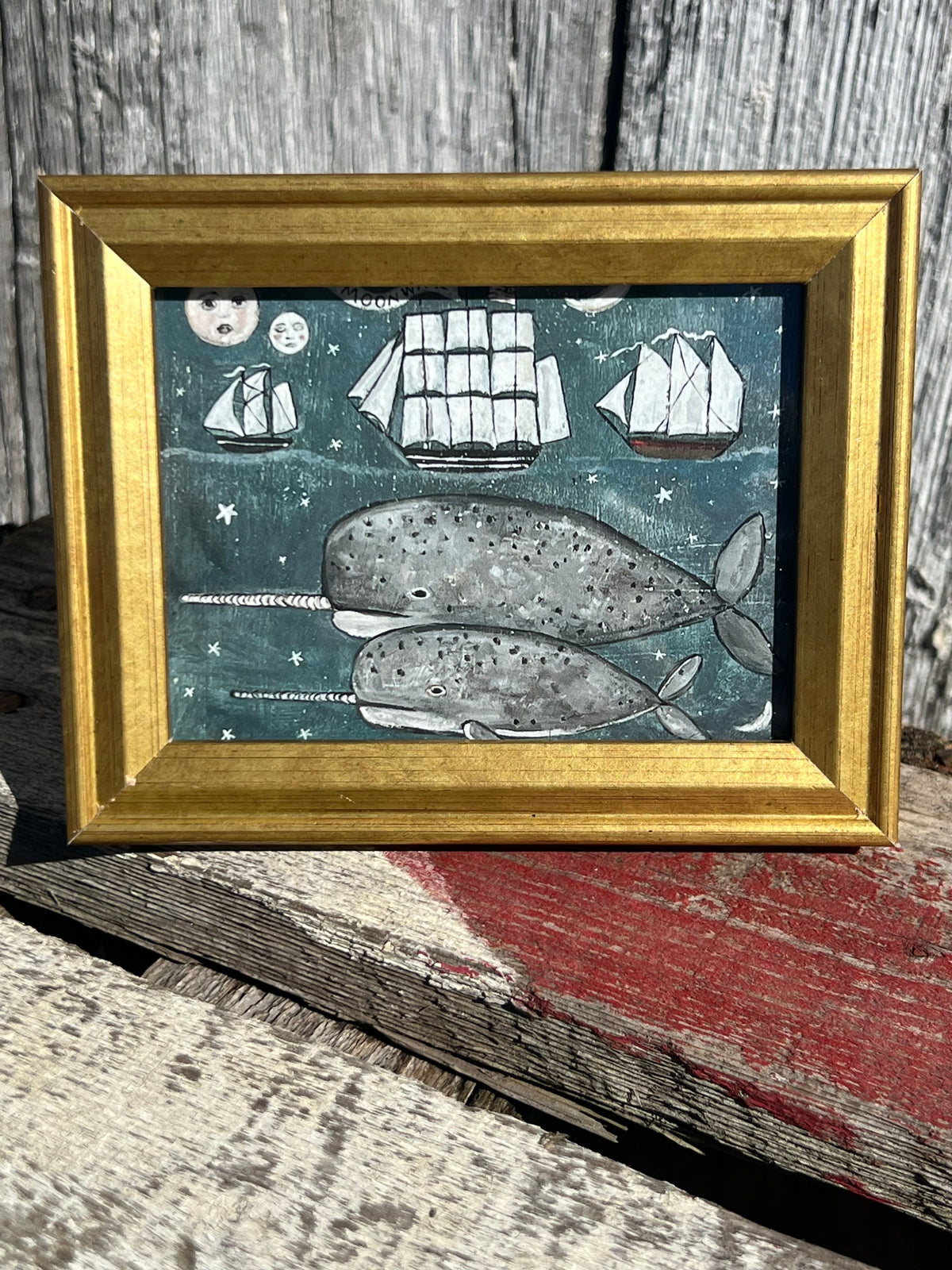 Framed Mini Rectangular Giclee of "Moonwake" - Tabletop